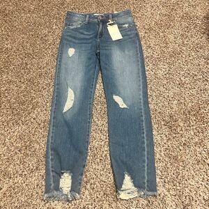 LTJ Letter to Juliet Distressed High-Rise Straight Leg Jeans Size 24 Medium Wash